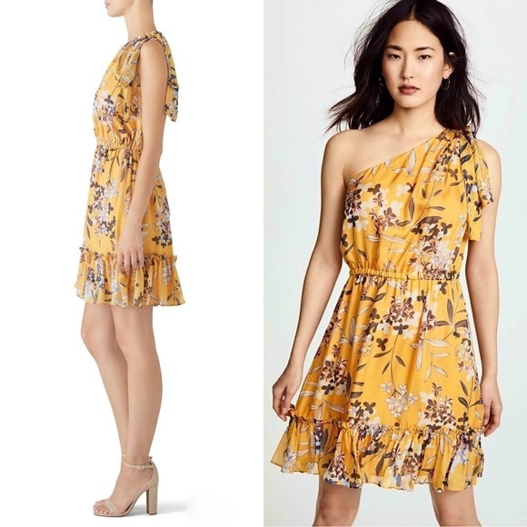 SHOSHANNA 70s Silk Floral Print 1 Shoulder Sleeveless Tier Ruffle Mini Dress 10 - Picture 5 of 11